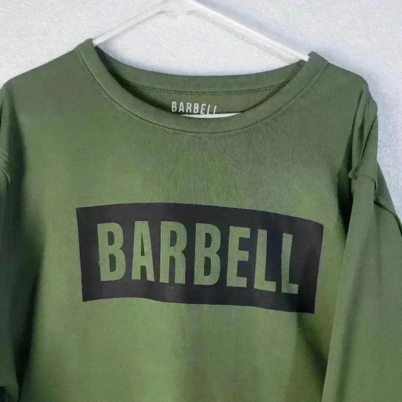 Barbell Crewneck long-sleeve Pullover Sweater Green sz 2XL - Picture 2 of 7